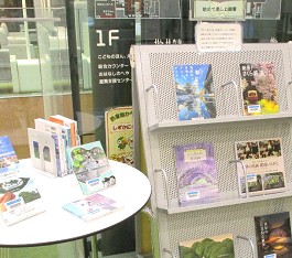 中央館3月『眺めて楽しむ読書』の展示の様子