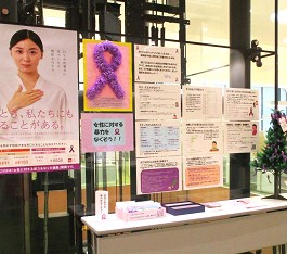 中央館「女性に対する暴力をなくす運動」展示の様子