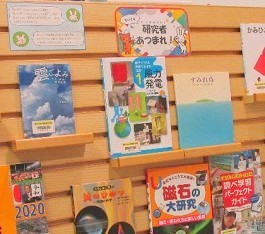 中央館7月『ちいさな研究者あつまれ!』のテーマ展示の様子