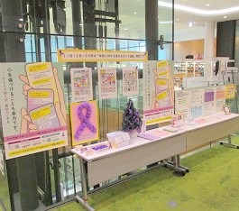 中央館で「女性に対する暴力をなくす運動」の啓発展示の様子