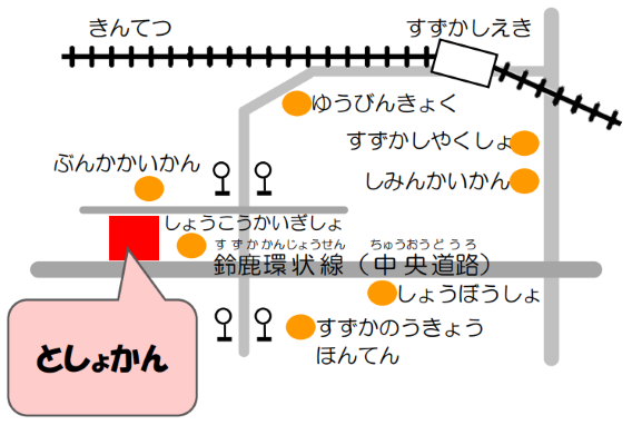 すずかしりつとしょかんのちず